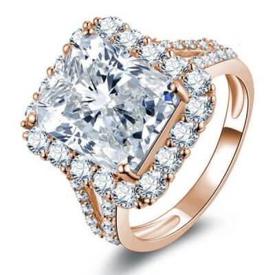 Rose Gold Halo Split Shank Engagement Ring