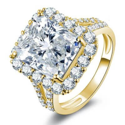 Golden Halo Split Shank Engagement Ring