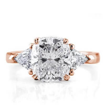 Italo Rose Gold Three Stone Cushion Engagement Ring