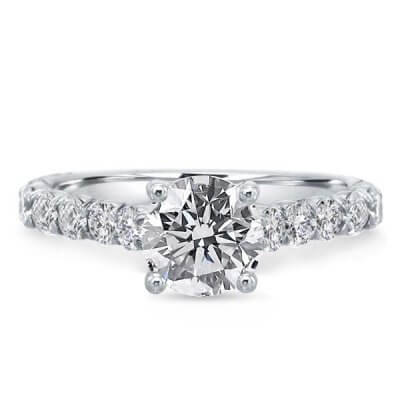 Italo Classic Round Created White Sapphire Engagement Ring
