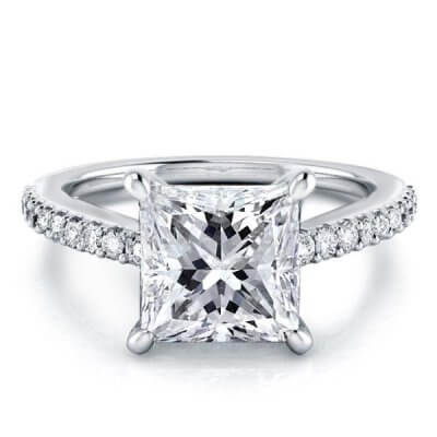 Italo Classic Princess Created White Sapphire Engagement Ring