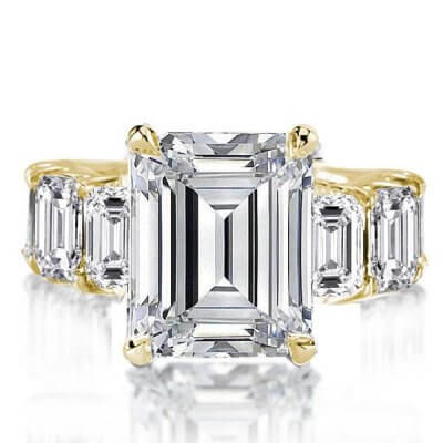 Golden Emerald Eternity Engagement Ring