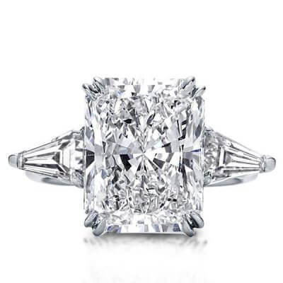 Double Prong Three Stone Engagement Ring