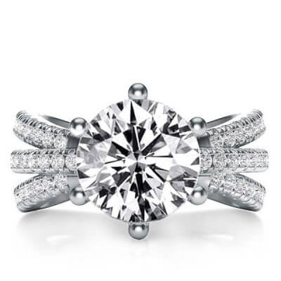 Italo Three Row Created White Sapphire Engagement Ring