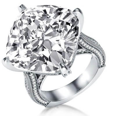Italo Cushion Created White Sapphire Engagement Ring