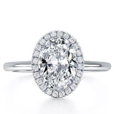 Italo Halo Oval Created White Sapphire Engagement Ring