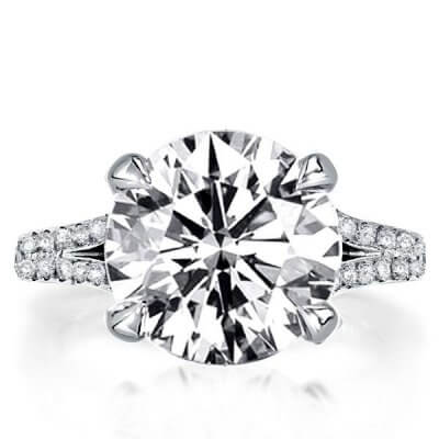 Italo Split Shank Round Created White Sapphire Engagement Ring