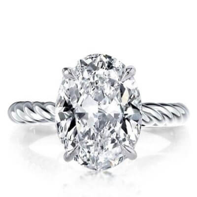 Twist Rope Hidden Halo Oval Engagement Ring