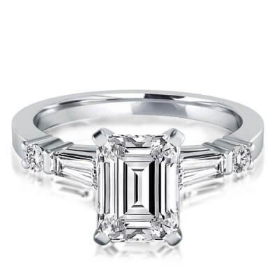 Italo Five Stone Emerald Created White Sapphire Engagement Ring