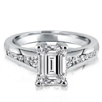 Italo Classic Emerald Created White Sapphire Engagement Ring