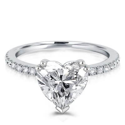Italo Classic Heart Created White Sapphire Engagement Ring