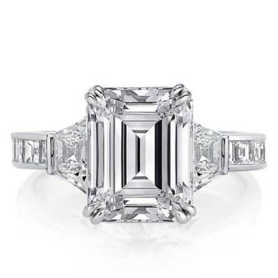 Italo Emerald Created White Sapphire Engagement Ring 