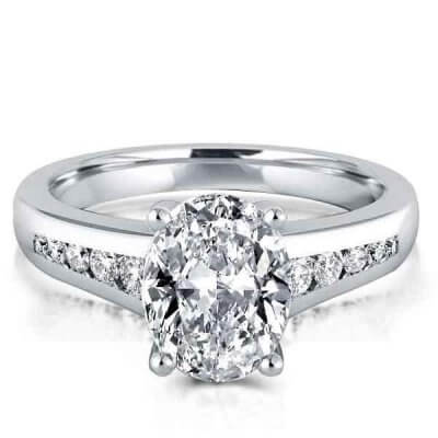 Italo Classic Oval Created White Sapphire Engagement Ring