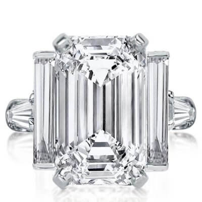 Italo Emerald Five Stone Created White Sapphire Engagement Ring 