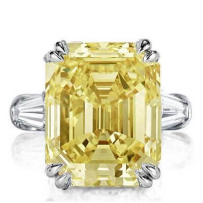 Italo Three Stone Emerald Created Topaz Engagement Ring