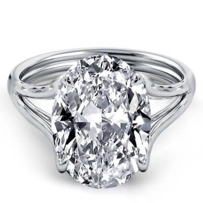 Italo Oval Split Shank Created White Sapphire Engagement Ring