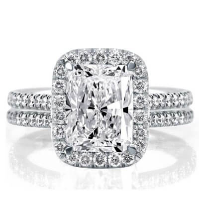 Halo Radiant Created White Sapphire Engagement Ring