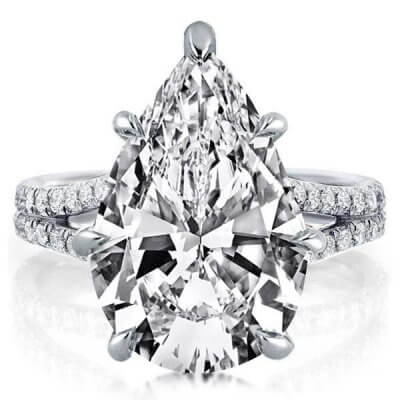 Split Pear Created White Sapphire Engagement Ring