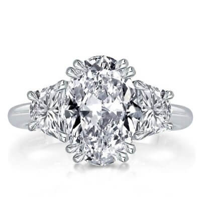 Double Prong Three Stone Oval Engagement Ring