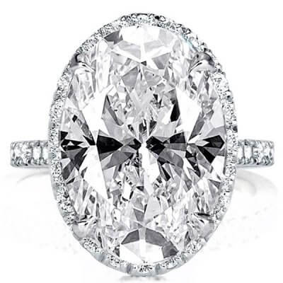Halo Oval Created White Sapphire Engagement Ring