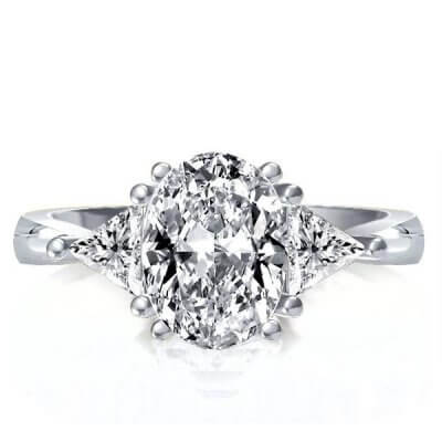 Italo Three Stone Oval Created White Sapphire Engagement Ring