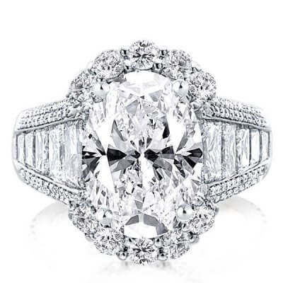 Halo Oval Engagement Ring(7.25 CT. TW.)