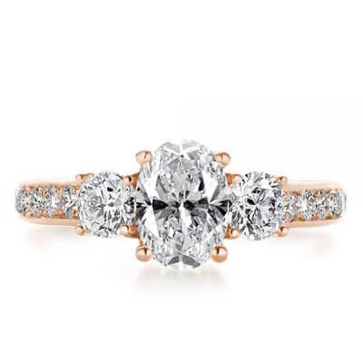 Italo Rose Gold Oval Created White Sapphire Engagement Ring