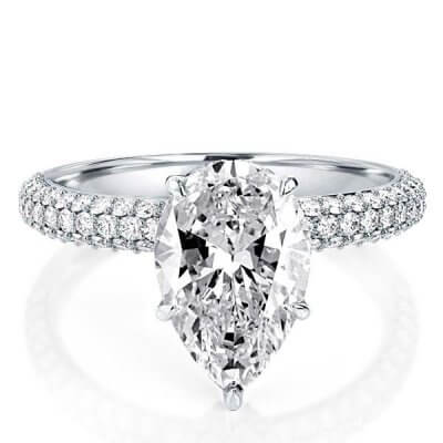 Italo Micro Pave Pear Created White Sapphire Engagement Ring