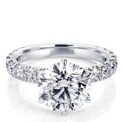 Italo Six Prong Round Created White Sapphire Engagement Ring