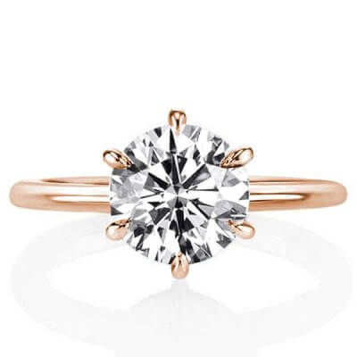 Rose Gold Hidden Halo Six-prong Round Engagement Ring(3.25 CT. TW.)