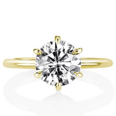 Golden Hidden Halo Six-prong Round Engagement Ring(3.25 CT. TW.)
