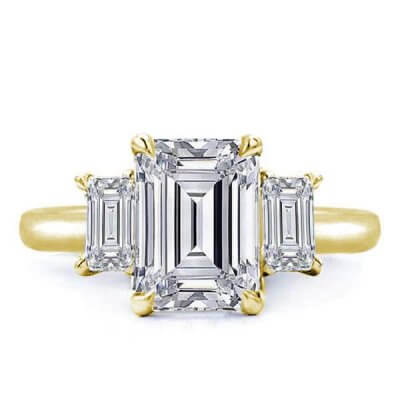 Golden Three Stone Emerald Engagement Ring(3.45 CT. TW.)
