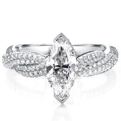 Twist Shank Marquise Engagement Ring(3.75 CT.TW)