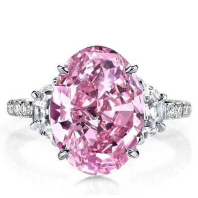 Oval Three Stone Pink Engagement Ring(7.65 CT. TW.)