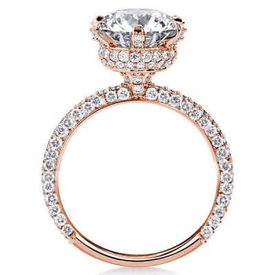 Rose Gold Six-prong Hidden Halo Engagement Ring