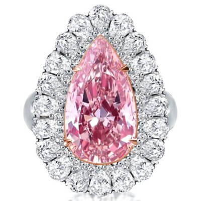 Two Tone Halo Pear Pink Engagement Ring(7.25 CT. TW.)