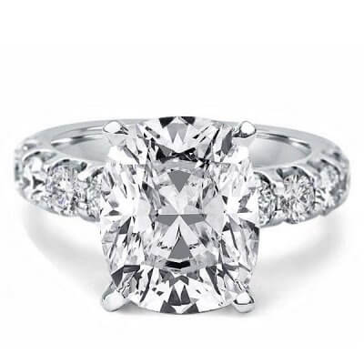 Cushion Created White Sapphire Engagement Ring(4.65 CT. TW.)