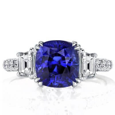 Three Stone Double Prong Cushion Engagement Ring(6.95 CT. TW.)
