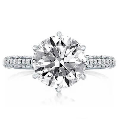 Micro Pave Round Engagement Ring(3.95 CT. TW.)