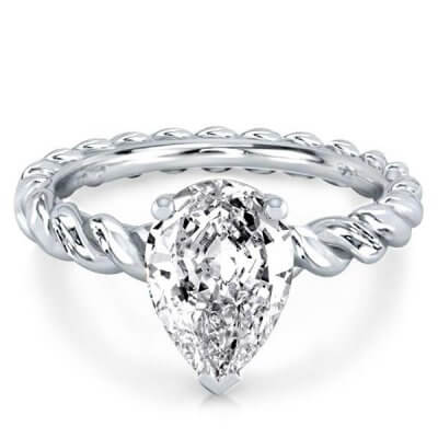 Solitaire Twist Shank Pear Engagement Ring