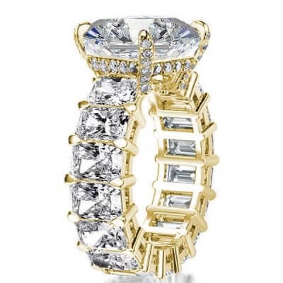 Golden Radiant Eternity Engagement Ring