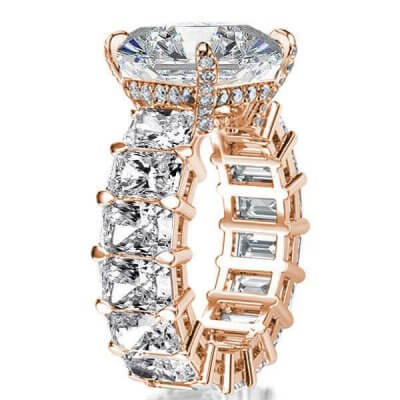 Rose Gold Radiant Eternity Engagement Ring