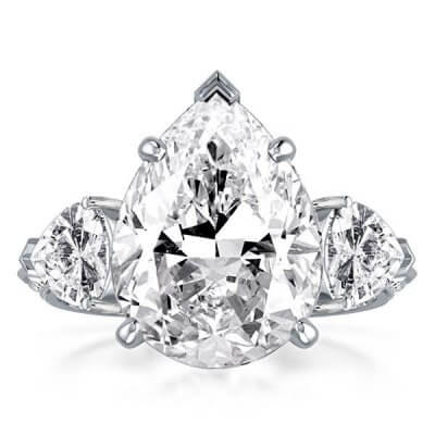 Three Stone Pear Cut Engagement Ring