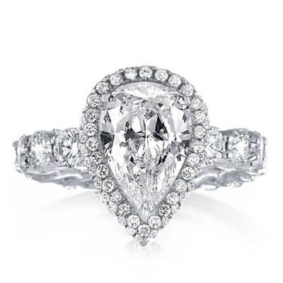 Halo Pear Cut Engagement Ring