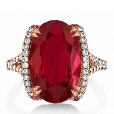 Double Prong Created Garnet Oval Cut Engagement Ring