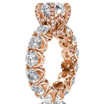 Rose Gold Eternity Round Cut Engagement Ring
