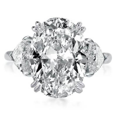 Three Stone Double Prong Oval Cut Engagement Ring