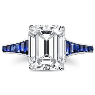 Classic Blue Emerald Cut Engagement Ring