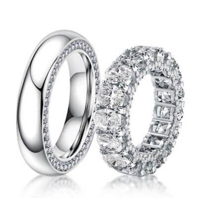 Italo Eternity Oval Created White Sapphire Couple Rings