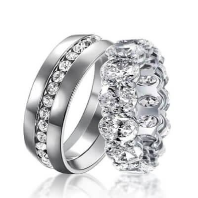 Italo Eternity Created White Sapphire Couple Rings